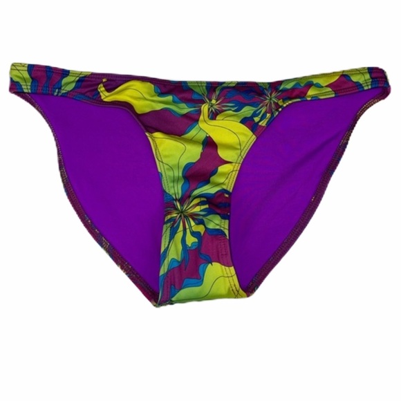 KORAL Swim Bikini Bottoms Purple Lime Tropical S - Picture 1 of 7